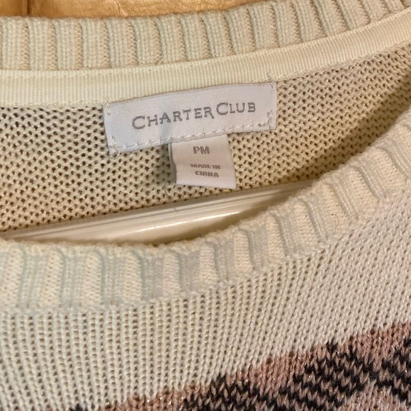 Charter Club Petite Women’s White/Pink/Blue Sweater - Picture 7 of 7